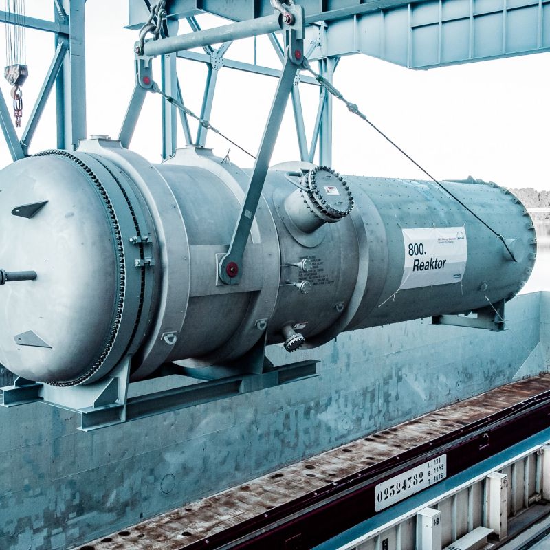 Verladung des 800. DWE-Reaktors am Donauhafen Deggendorf, 2023